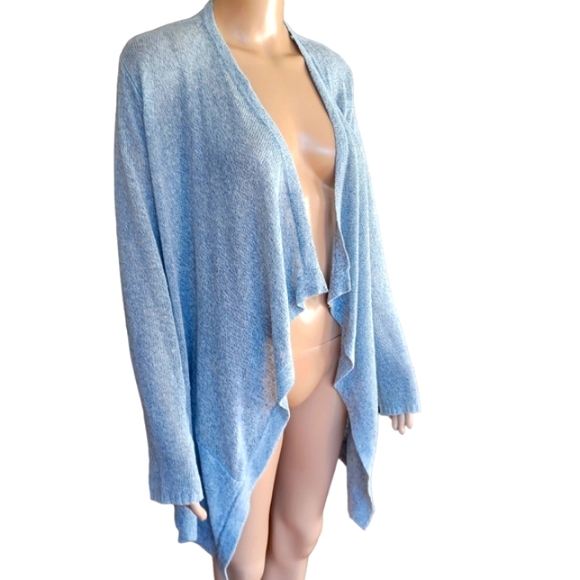 White + Warren Womens Lavender Purple Cardigan Assymetric With Pockets Medium - Picture 6 of 9